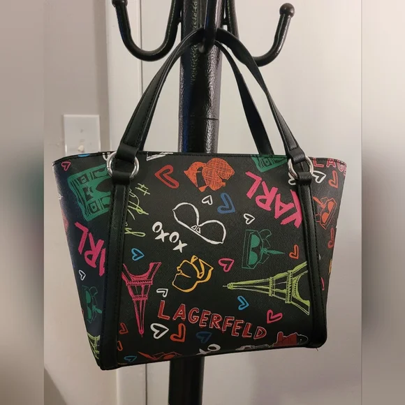 Karl Lagerfeld Adele Paris graffiti satchel - Picture 6 of 10